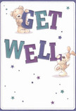 Radiating warmth and tender optimism, this get well card features two lively friends-a plush teddy bear and an excitable floppy-eared puppy-who seem to leap from the page in a burst of playful joy. Balancing and holding aloft bold, colourful letters spelling out 'Get Well,' their presence exudes kindness reminiscent of the friendly greetings and open parks found across the Tolworth community. The indigo and teal tones of the typography stand proud against a creamy white background, while a constellation of blue and purple stars twinkles gently above, infusing the scene with whimsy and hope, much like Tolworth lights twinkling on an early evening walk. Distinctive visual textures-from the bear's inviting fur to the puppy's soft contours-enhance the sense of comfort, reminding one of the tactile pleasure found in a hand-delivered bouquet. This card, like a thoughtful floral gift from your neighbourhood florist, conveys not just a message but a whole-hearted wish of care and encouragement to anyone recovering in Tolworth.